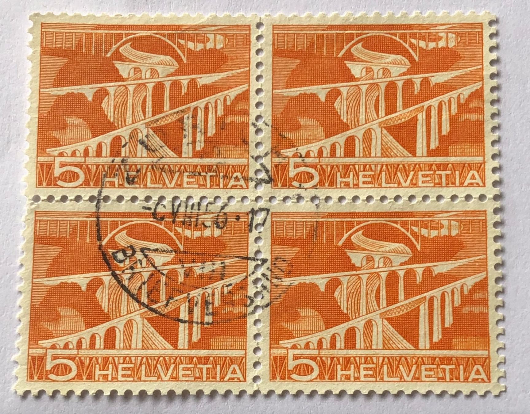 Tutti i francobolli: 4 er Block Nr.298 mit Stempel Technik und Landschaft  – Usato da Aarau venduto da Billa007