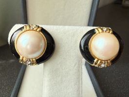✨Vintage Ohrringe mit Perlen und Strasssteinen