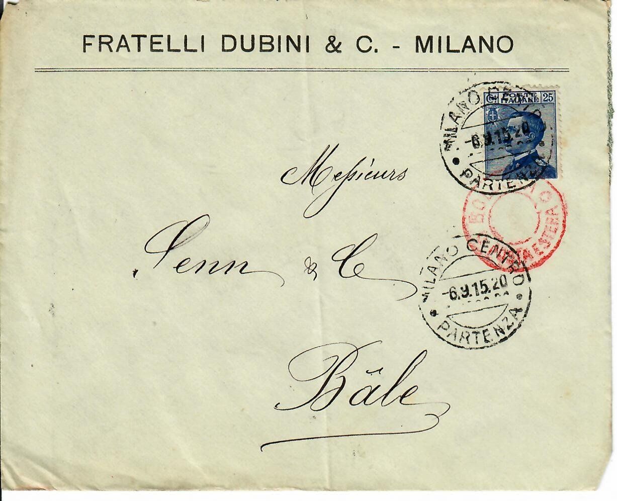 Tous les timbres: Brief, Milano - Basel 1915 – D'occasion à Hochdorf par Ziegel-16