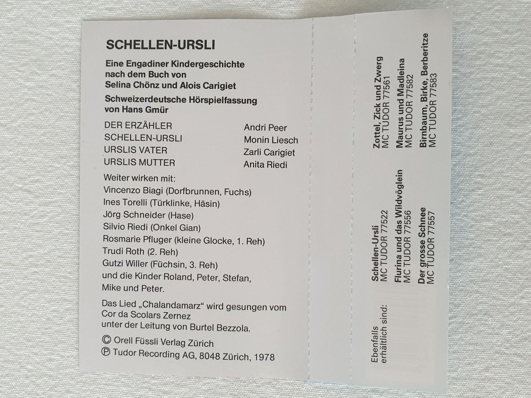 Audiolibri: Schellenursli Kassette Hans Gmür – Usato da Mörschwil venduto da spirspi 2