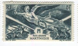 Briefmarke "Flugpost". Martinique