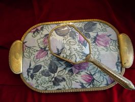 antikes Toilettentisch-Set -  2-teilig :  Schale + Bürste