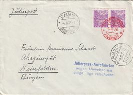 CHUR-Julierpass-Autofahrten wegen Unwetter verschoben 1935