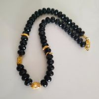 Antike Halskette aus 925er Silber, vergoldet mit Onyxkristal