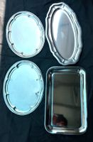4 Serviertabletts, Metall, verschiedene Formen
