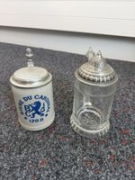 2 Bierkrüge, Cardinal und Glas mit Zinndeckel, Top Zustand
