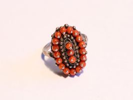 Silberring mit Korallen - Blickfang! Handarbeit Dalmatien