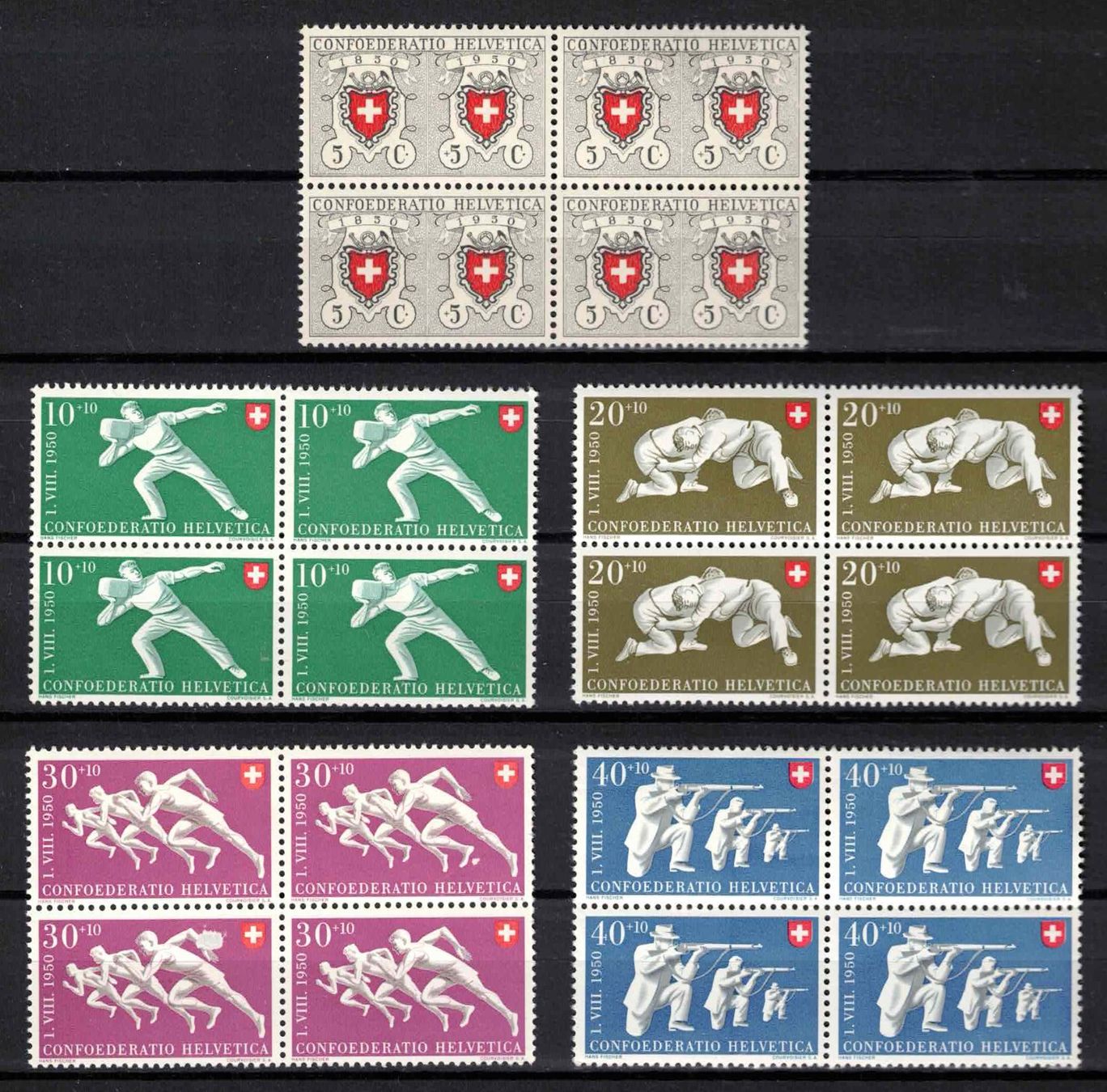 Tutti i francobolli: Pro Patria 1950 Serie im 4er-Block ** postfrisch – Nuovo (secondo la descrizione) da Nuglar venduto da Stamp88