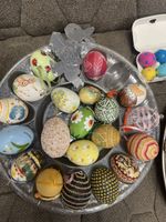 Bunte Oster-Deko Eier und Vögel, 