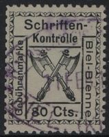 80 Cts. Fiskalmarke der Gemeinde BIEL / BIENNE