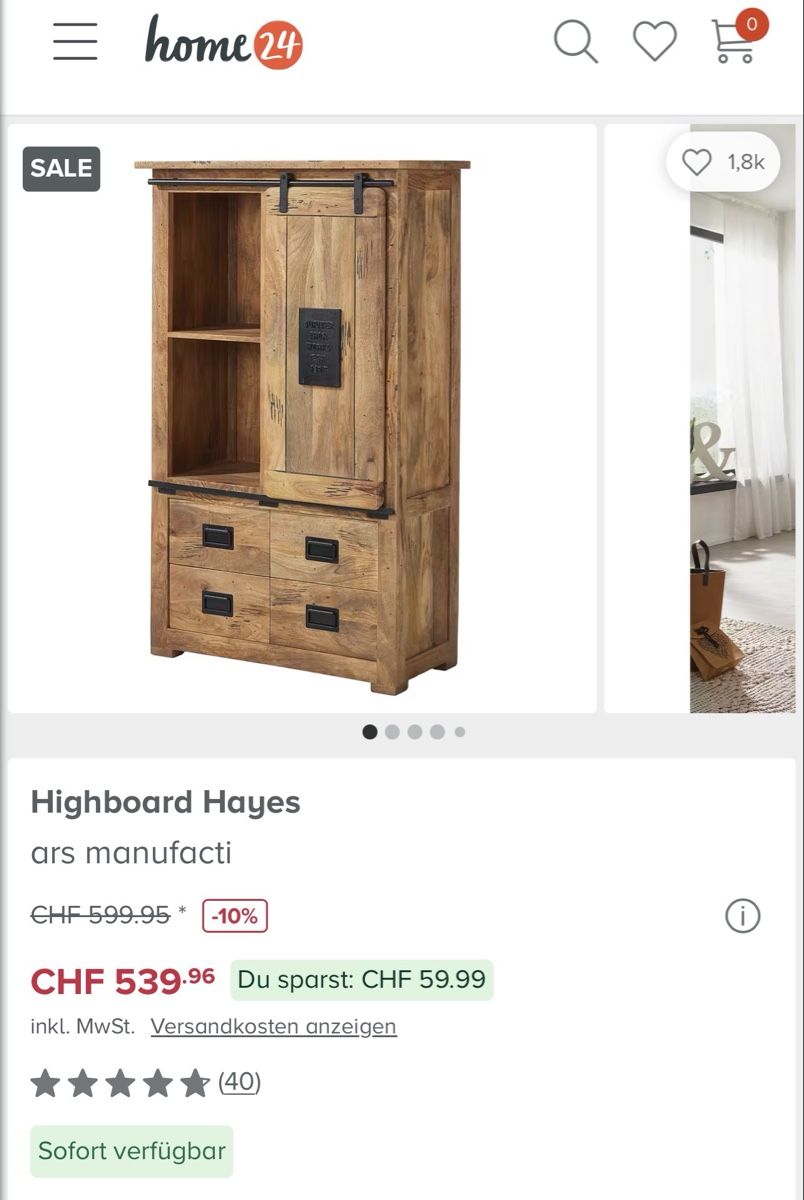 Cassettiere: Highboard Hayes ars manufacti Holz – Nuovo (secondo la descrizione) da schleitheim venduto da Engelchen16 1