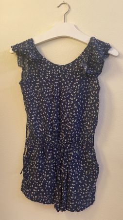 Jumpsuit dunkelblau mit Blumen, XXS