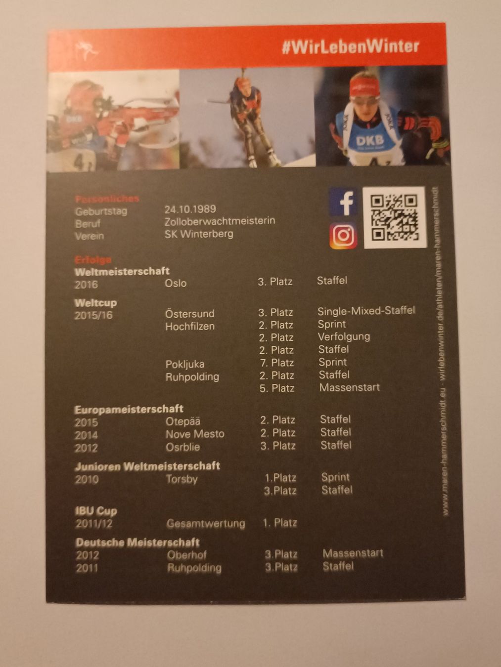 Autogramme: Maren Hammerschmidt - Biathlon - handsigniert – Gebraucht aus Menziken von Artographs 1