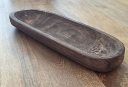 Holzschale oval  dunkelgrau rustikal Handarbeit