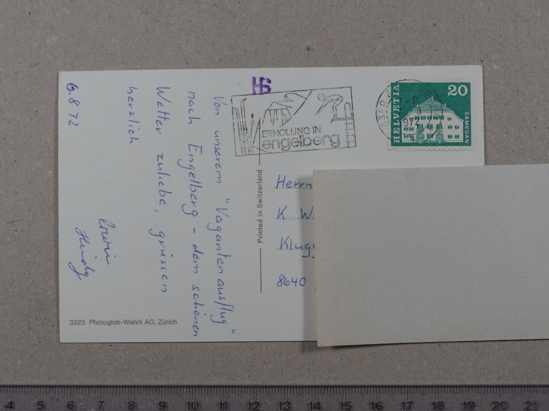 Cartoline postali: Engelberg, 1972 – Usato da Lenzburg venduto da fh1 1