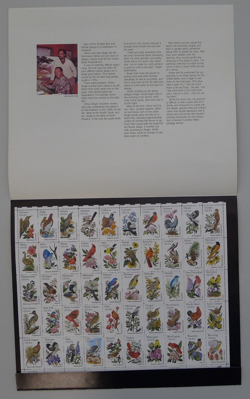 Tutti i francobolli: 1982, USA, Zusammendruck-Bogen "Vögel" im Folder, postfrisch – Usato da Sursee venduto da Luzernerraute 2
