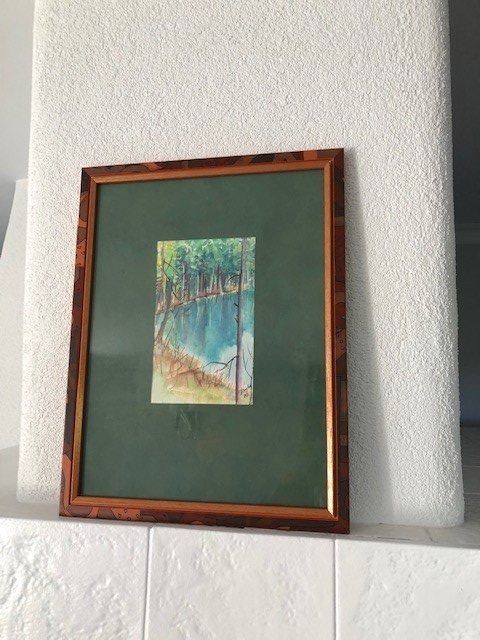 Dipinti: Landschaft, Wald mit See - Aquarell A1 – Usato da Bösingen venduto da Lorak2612