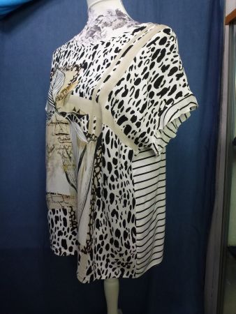 ANNA AURA SHIRT LEO BEIGE GR 44 VISCOSE NEUWERTIG WEISS SÜSS