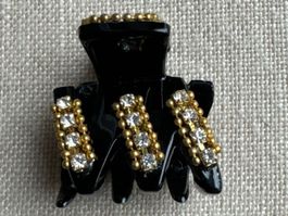 Haarklammer schwarz gold mit Strasssteinchen ✨