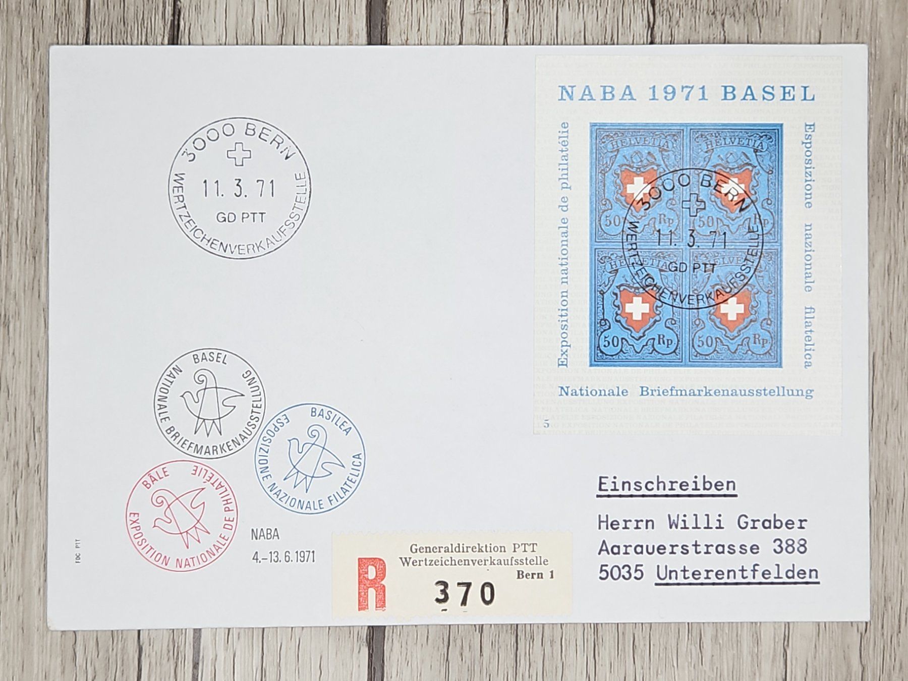 Tutti i francobolli: CL09 Enveloppe + Timbre Suisse 1971 – Usato da Cousset venduto da Patrick_Collections