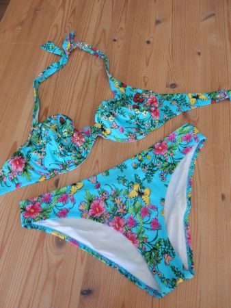 Bikini in Türkis Blumenmotiv NEU von Si e Lei 85C Badekleid
