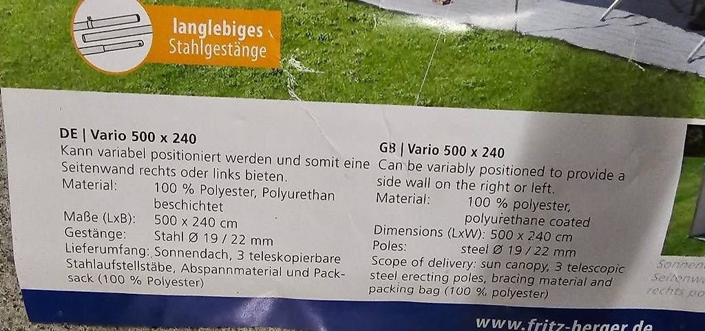 Verande & Tende da sole: Sonnenvordach für Wohnwagen – Usato da Jonen venduto da Charly442 1