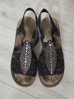 Schwarze Sandalen mit Schmuckblume Gr. 36 rieker