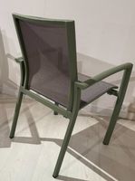 Stapelstuhl Aluminium silber, Kunststoffgeflecht olivgrün