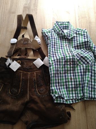 Echte Kinder Lederhosen mit Trachtenhemd Grösse 98/104