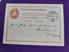 Tüblipostkarte von 1871 ! LENZBURG/AG 29.V.1871