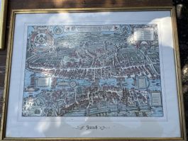 Grosse Litho mit Unterschrift historisches Zürich