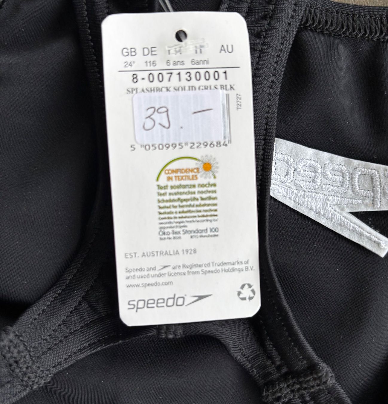 Speedo Costumi da bagno & Bikini: Badekleid Speedo Solid Splashback, Gr. 116, schwarz mit Logo – Nuovo e nell'imballaggio originale da Ebnat-Kappel venduto da Molton 5