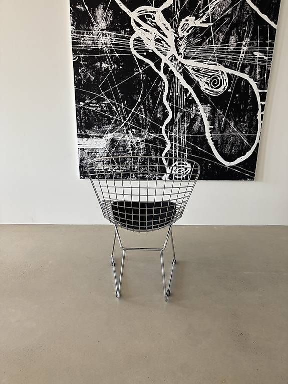 Sedie: Designer Wire Chair mit Echtlederkissen – Nuovo e nell'imballaggio originale da Münchenstein venduto da AndreHaus 3
