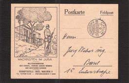 Feldpost-Karte Wachposten im Jura 1918 , Militärkommission