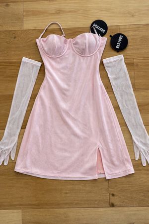 Pink glittery mini dress