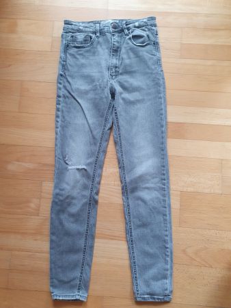 Stradivarius Jeans Grau, Skinny Super High Waist, Gr. 38