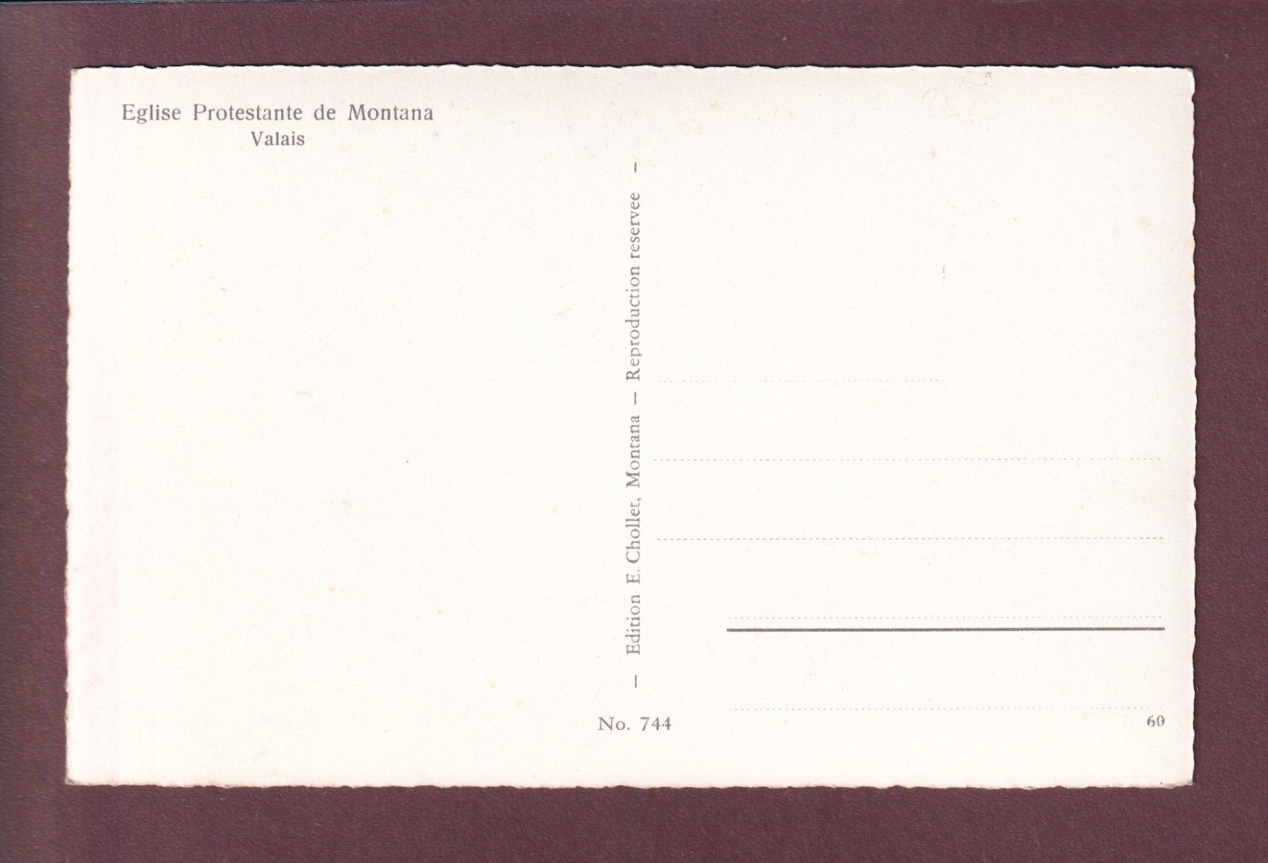 Cartoline postali: MONTANA - Eglise Protestante – Usato da Pully venduto da nicecards 1
