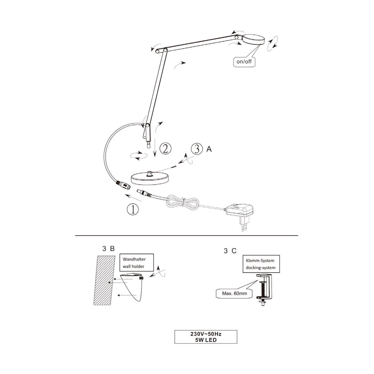 Lampade: Tischleuchte, 90 cm Höhe, Weiss – Nuovo (secondo la descrizione) da Kreuzlingen venduto da Smart-Light 7