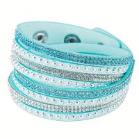 Multilayer Boho Armband PU-Leder Strass Neu