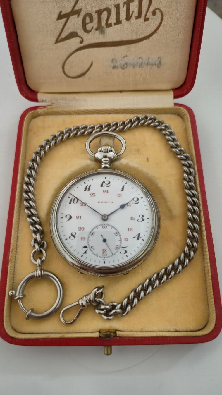 Zenith Orologi: Zenith Taschenuhr mit Box und Kette – Usato da Marbach SG venduto da Zippo1401