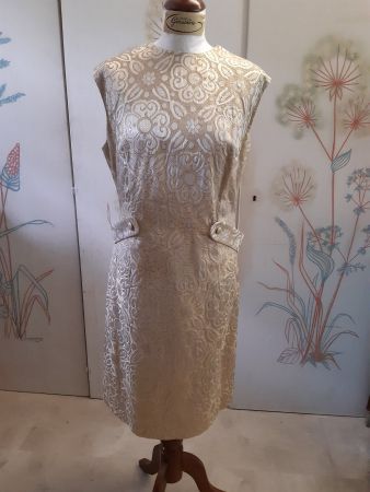 Vintage 60s Abendkleid in Gold Lurex gemustert