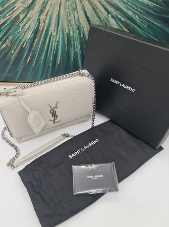 Saint Laurent Sunset Medium Crocodile