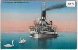 Lac Leman - Bateau-Salon "Simplon" Dampfschiff - Litho