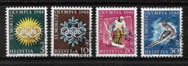 W25w - W28w Serie 4 Werte Olymp Winterspiele 1948 gestempelt