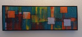 Modernes Acrylbild "The Hidden Village" 90x30cm vom Künstler