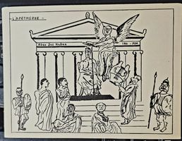 L'Apotheose - CPA d'étudiant - caricature parodique  1936