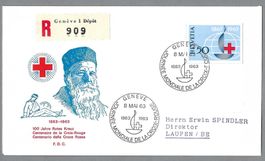 1963, ILLUSTR. FDC W39, DUNANT - ROTES KREUZ, NICHT HÄUFIG