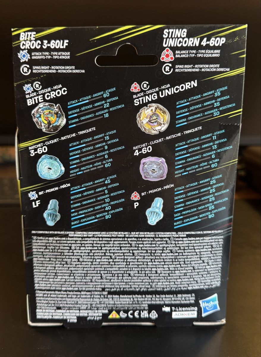 Hasbro Giocattoli: Beyblade X - Bite Croc and Sting Unicorn – Nuovo e nell'imballaggio originale da Rolle venduto da Medrom 1