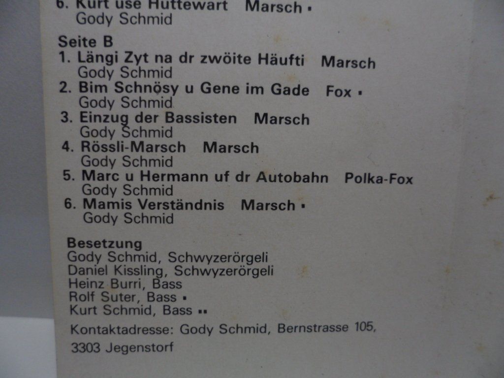 Musicassette: Schwyzerörgeliduett  Gody Schmid - Daniel Kissling – Usato da Langnau i. E. venduto da gf2_29jt 2