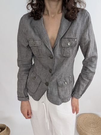 Sommerlicher Leinenblazer, Grau, Grösse 36, Top Zustand!